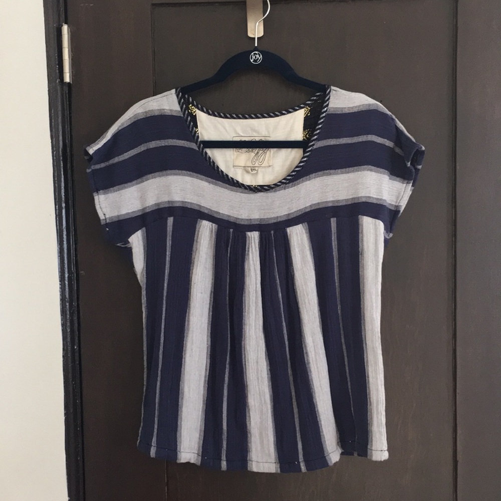 Ace & Jig Studio top in blue Kyoto print Sz M